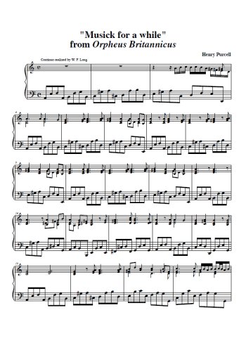 Téléchargez l'arrangement pour piano de la partition de Musick for a while en PDF
